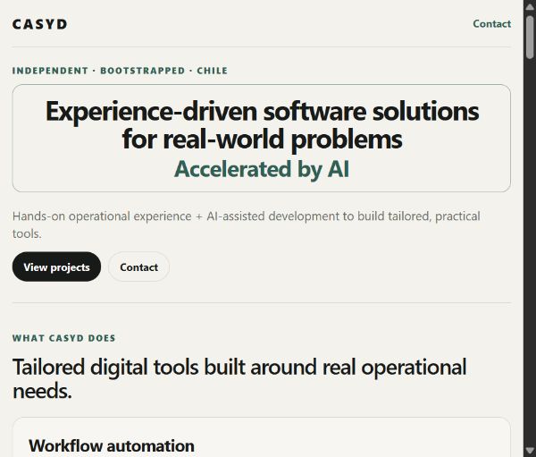 Screenshot of the Casyd website homepage