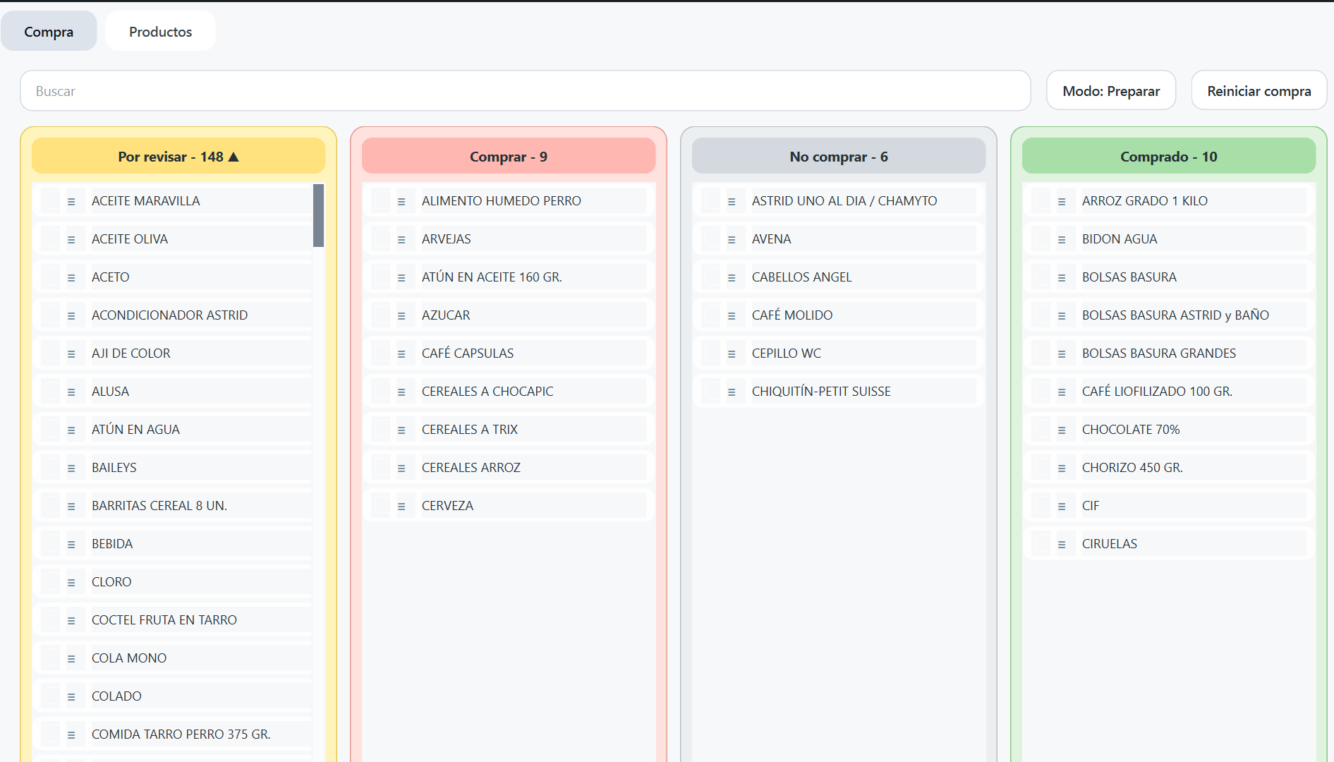 Screenshot of the Shopping List Manager app