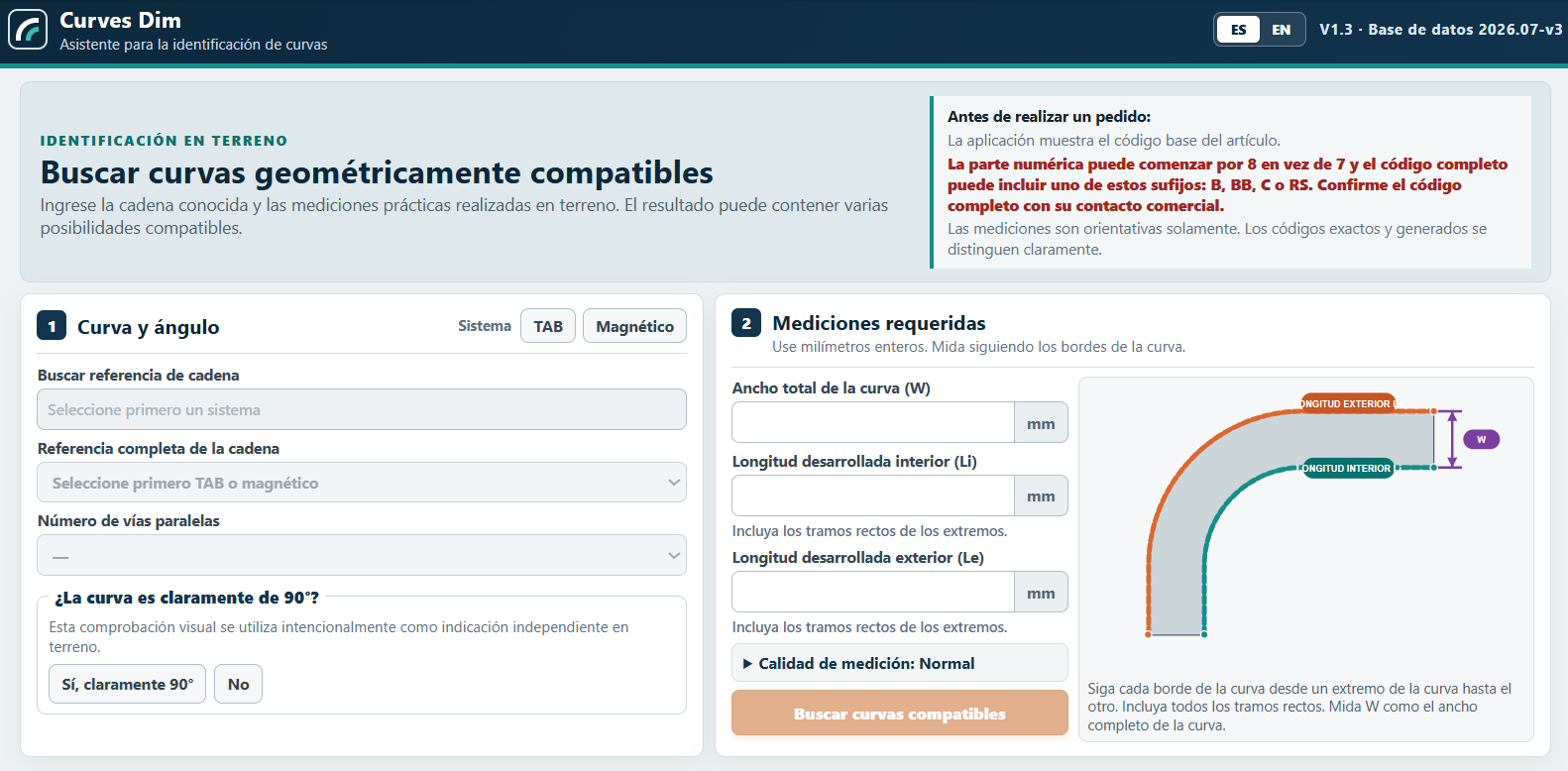 Screenshot of the Conveyor Identification Tool